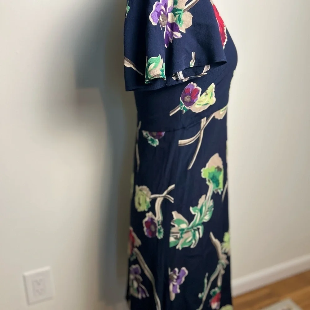 Anthropologie women’s navy floral short sleeve dress size 2